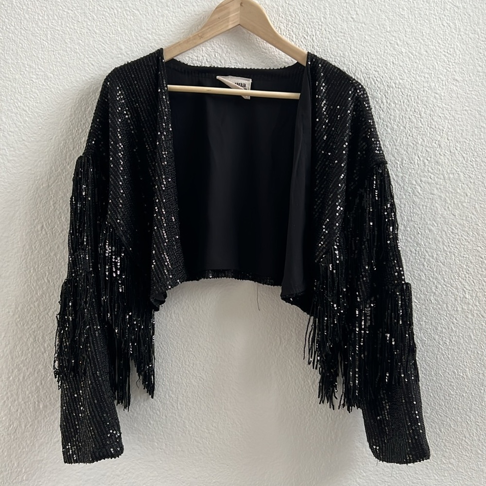 Sequin Fringe Black Jacket